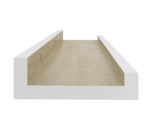 vidaXL Estantes de pared 4 unidades blanco y roble Sonoma 40x9x3 cm