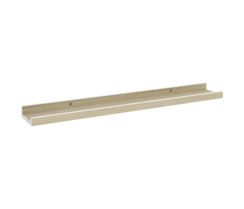 vidaXL Estantes de pared 4 unidades blanco y roble Sonoma 60x9x3 cm