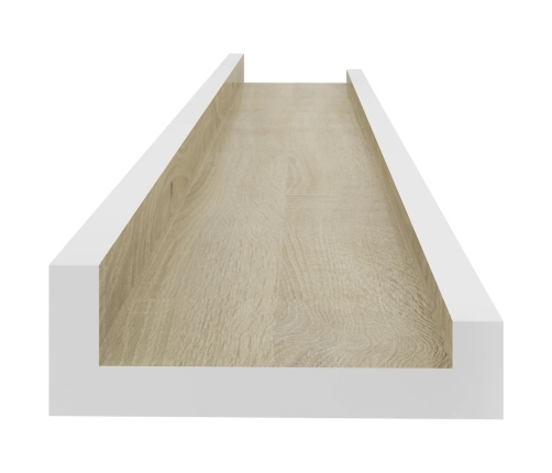 vidaXL Estantes de pared 4 unidades blanco y roble Sonoma 60x9x3 cm