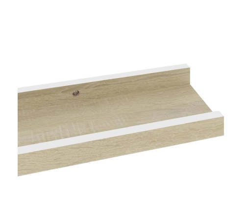 vidaXL Estantes de pared 4 unidades blanco y roble Sonoma 60x9x3 cm