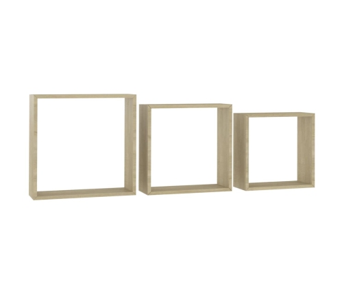 vidaXL Estantes cubo de pared 3 unidades roble Sonoma