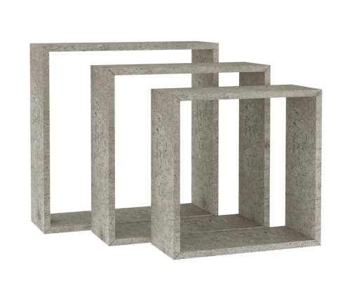 Estantes cubo de pared 3 unidades gris hormigón
