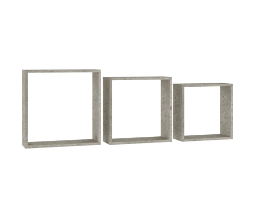 Estantes cubo de pared 3 unidades gris hormigón