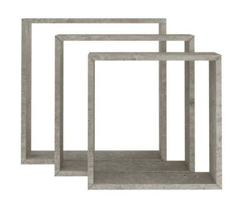 Estantes cubo de pared 3 unidades gris hormigón