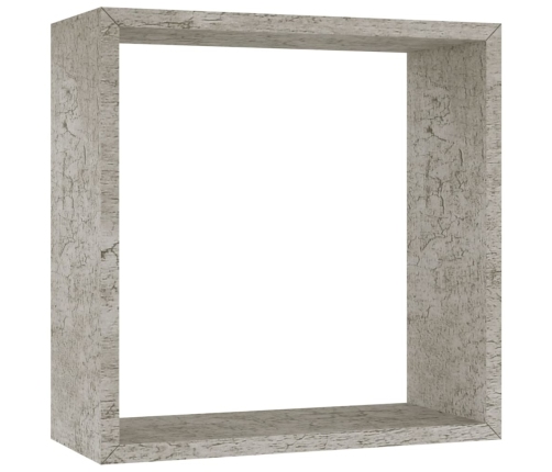 Estantes cubo de pared 3 unidades gris hormigón