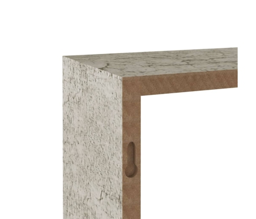 Estantes cubo de pared 3 unidades gris hormigón
