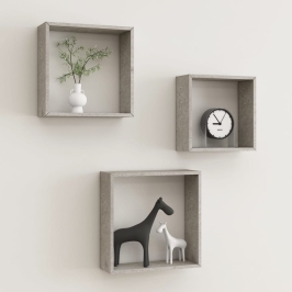 Estantes cubo de pared 3 unidades gris hormigón