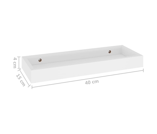 Estantes de pared Loggia 4 uds blanco MDF 40x15x4 cm