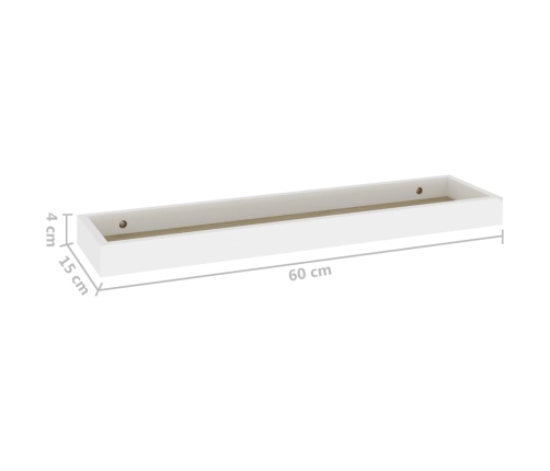 Estantes de pared Loggia 2 uds roble y blanco MDF 60x15x4 cm