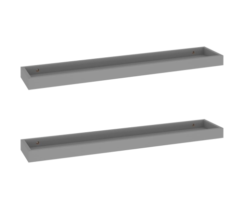 Estantes de pared Loggia 2 uds gris MDF 80x15x4 cm