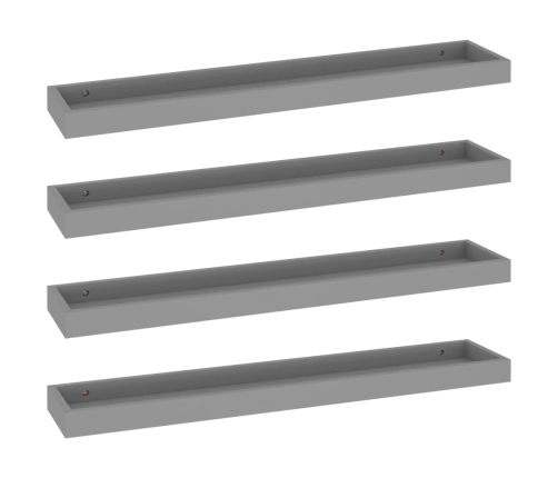 Estantes de pared Loggia 4 uds gris MDF 80x15x4 cm