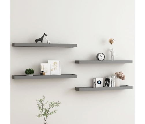 Estantes de pared Loggia 4 uds gris MDF 80x15x4 cm