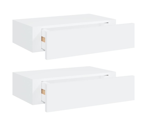 Estantes de pared con cajón 2 uds MDF blanco 40x23,5x10 cm