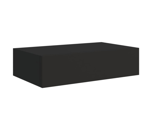 vidaXL Estante con cajón de pared MDF negro 40x23,5x10 cm