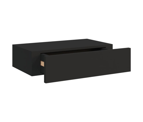 vidaXL Estante con cajón de pared MDF negro 40x23,5x10 cm