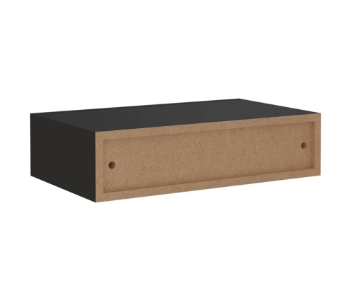 vidaXL Estante con cajón de pared MDF negro 40x23,5x10 cm