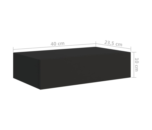 vidaXL Estantes de pared con cajón 2 uds MDF negro 40x23,5x10 cm