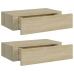 vidaXL Estantes de pared con cajón 2 uds MDF roble 40x23,5x10 cm