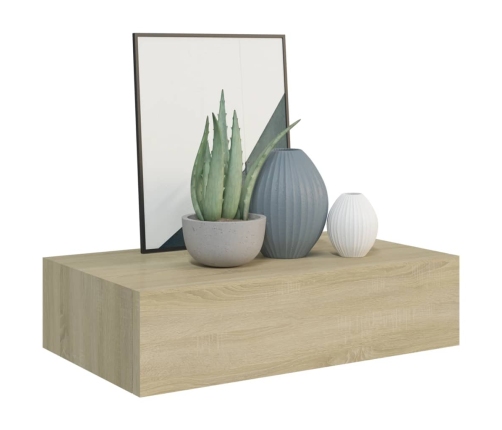 vidaXL Estantes de pared con cajón 2 uds MDF roble 40x23,5x10 cm