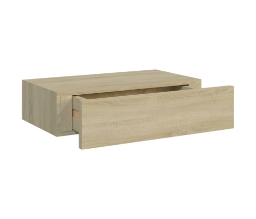 vidaXL Estantes de pared con cajón 2 uds MDF roble 40x23,5x10 cm