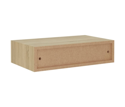 vidaXL Estantes de pared con cajón 2 uds MDF roble 40x23,5x10 cm