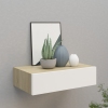 vidaXL Estante con cajón de pared MDF roble y blanco 40x23,5x10 cm