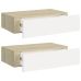 Estantes de pared con cajón 2 uds MDF roble/blanco 40x23,5x10cm