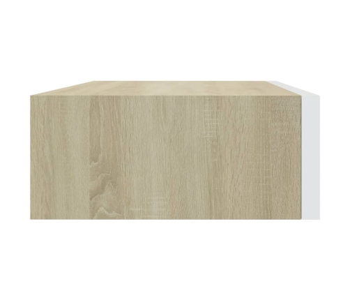 Estantes de pared con cajón 2 uds MDF roble/blanco 40x23,5x10cm