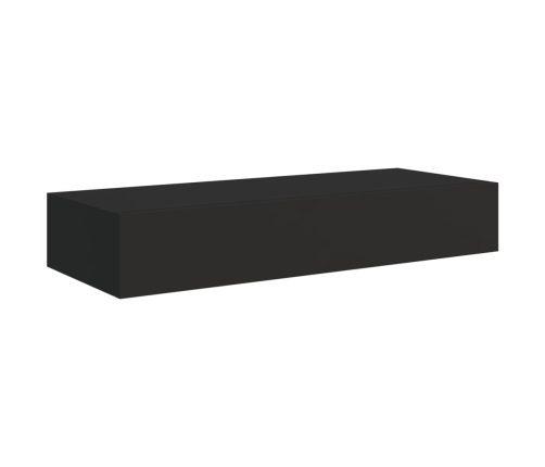 vidaXL Estante con cajón de pared MDF negro 60x23,5x10 cm