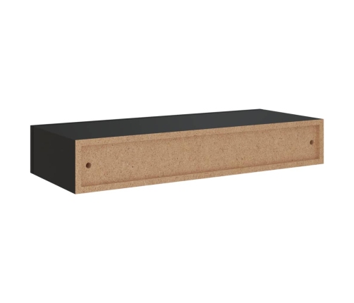 vidaXL Estante con cajón de pared MDF negro 60x23,5x10 cm