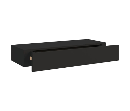 vidaXL Estante con cajón de pared MDF negro 60x23,5x10 cm