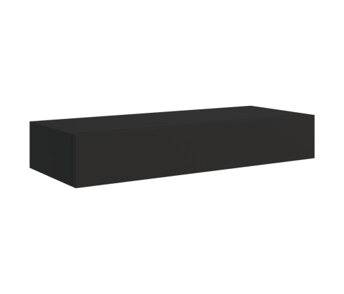 Estantes de pared con cajón 2 uds MDF negro 60x23,5x10 cm