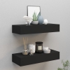 vidaXL Estantes de pared con cajón 2 uds MDF negro 60x23,5x10 cm