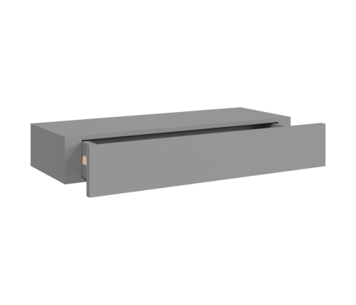 Estantes de pared con cajón 2 uds MDF gris 60x23,5x10 cm