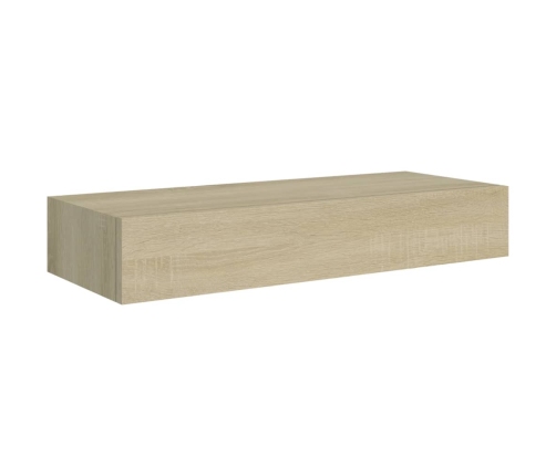 Estante con cajón de pared MDF roble 60x23,5x10 cm