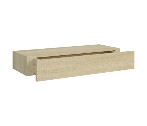 vidaXL Estante con cajón de pared MDF roble 60x23,5x10 cm