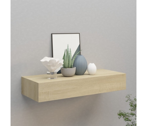 vidaXL Estante con cajón de pared MDF roble 60x23,5x10 cm