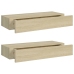 vidaXL Estantes de pared con cajón 2 uds MDF roble 60x23,5x10 cm