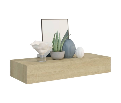 vidaXL Estantes de pared con cajón 2 uds MDF roble 60x23,5x10 cm