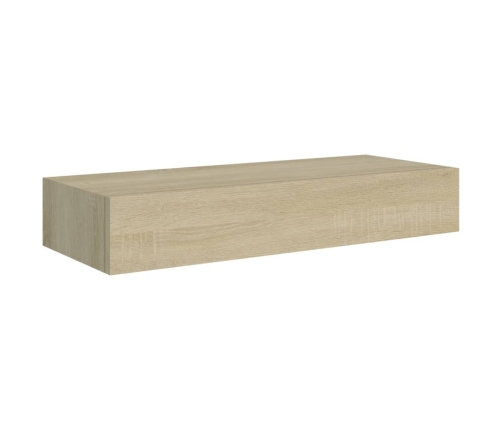 vidaXL Estantes de pared con cajón 2 uds MDF roble 60x23,5x10 cm