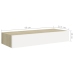 vidaXL Estante con cajón de pared MDF roble y blanco 60x23,5x10 cm