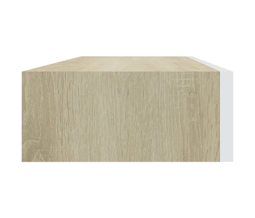 Estantes de pared con cajón 2 uds MDF roble/blanco 60x23,5x10cm