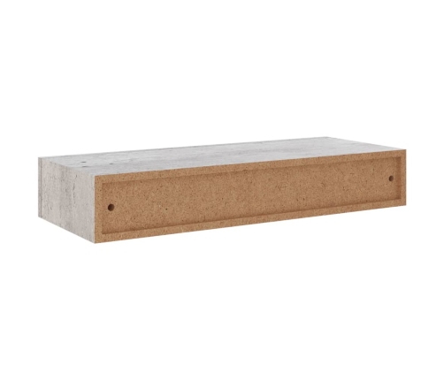 Estante de pared con cajón 2 uds MDF gris hormigón 60x23,5x10cm