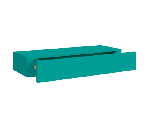 vidaXL Estantes de pared con cajón 2 uds MDF azul 60x23,5x10 cm