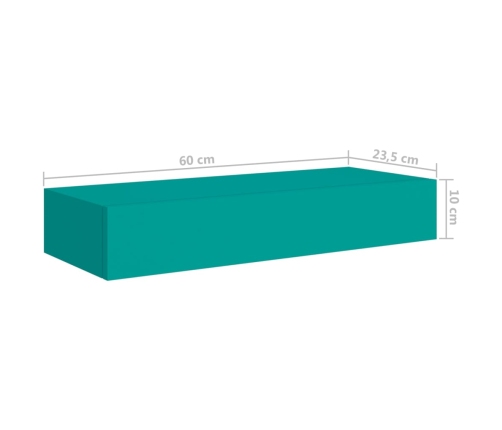 vidaXL Estantes de pared con cajón 2 uds MDF azul 60x23,5x10 cm