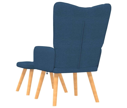 Silla de relajación con reposapiés tela azul