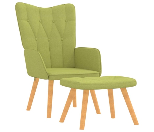 Silla de relajación con taburete de tela verde