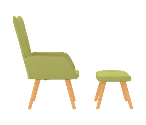 Silla de relajación con taburete de tela verde