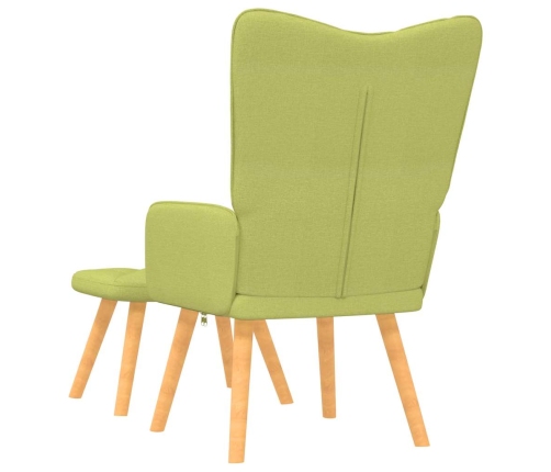 Silla de relajación con taburete de tela verde