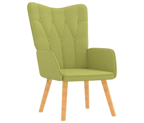 Silla de relajación con taburete de tela verde